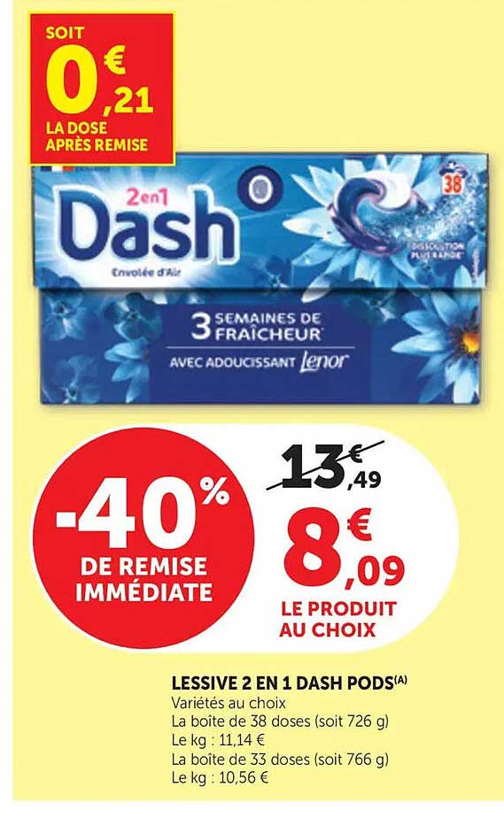 LESSIVE 2 EN 1 DASH PODS(A)