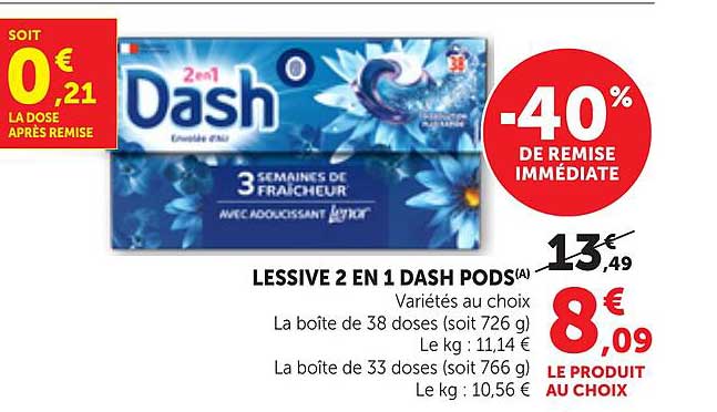 LESSIVE 2 EN 1 DASH PODS(A)