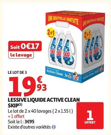 LESSIVE LIQUIDE ACTIVE CLEAN SKIP