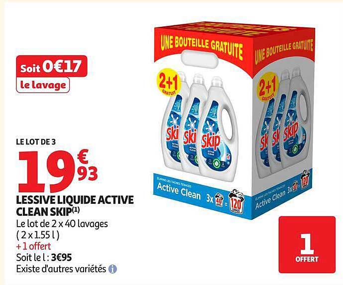 LESSIVE LIQUIDE ACTIVE CLEAN SKIP