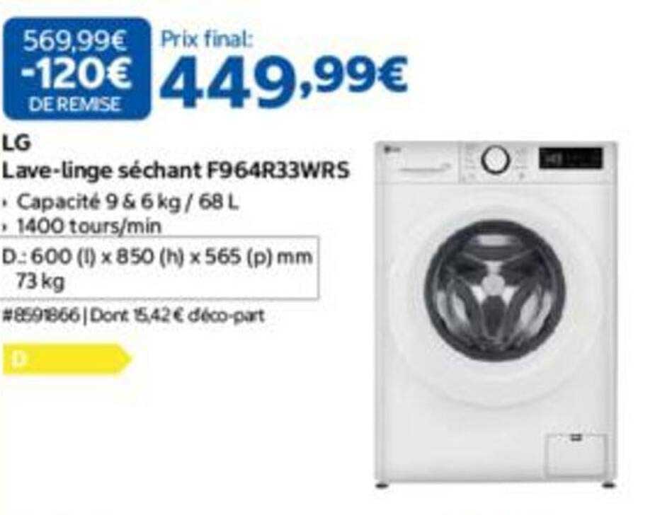 LG Lave-linge séchant F964R33WRS