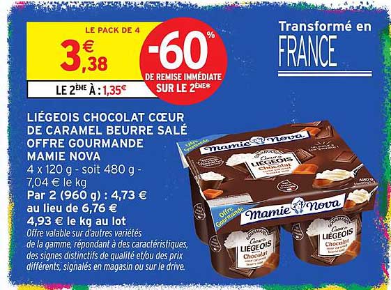 LIÉGEOIS CHOCOLAT CŒUR DE CARAMEL BEURRE SALÉ OFFRE GOURMANDE MAMIE NOVA