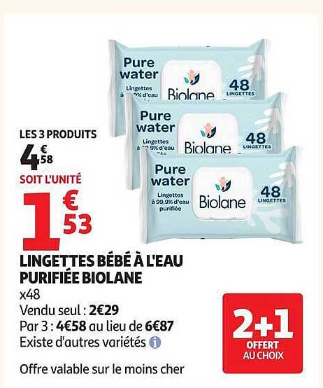 LINGETTES BÉBÉ À L’EAU PURIFIÉE BIOLANE