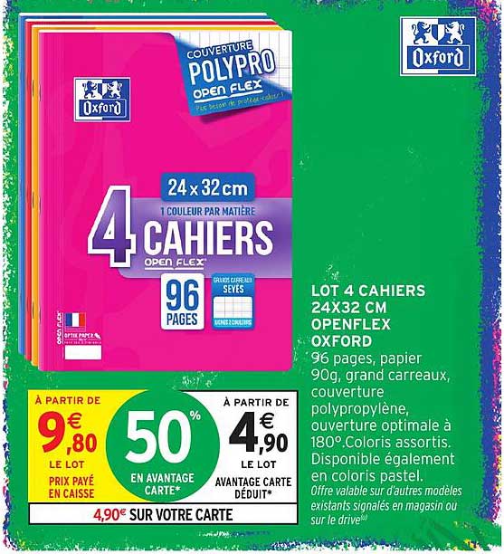 LOT 4 CAHIERS 24X32 CM OPENFLEX OXFORD
