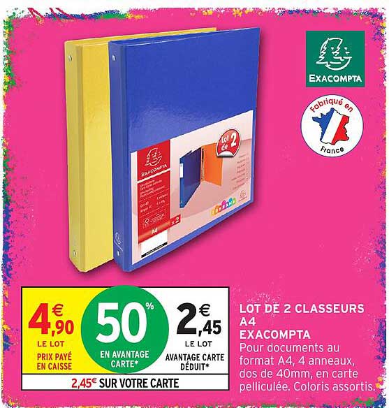 LOT DE 2 CLASSEURS A4 EXACOMPTA