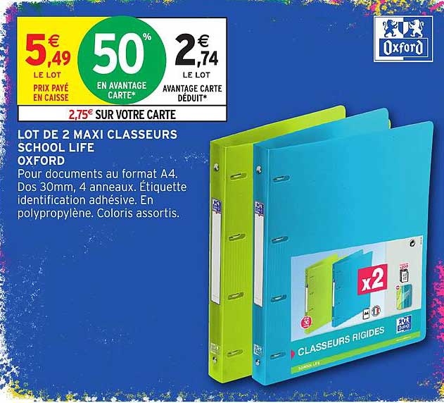 LOT DE 2 MAXI CLASSEURS SCHOOL LIFE OXFORD