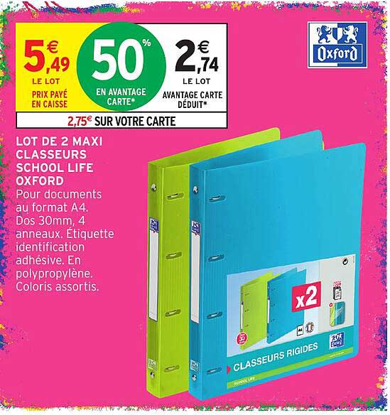 LOT DE 2 MAXI CLASSEURS SCHOOL LIFE OXFORD