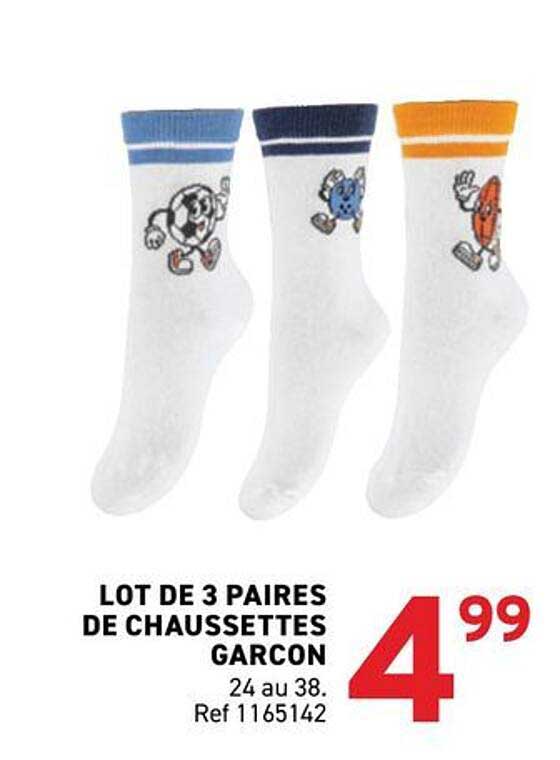 LOT DE 3 PAIRES DE CHAUSSETTES GARCON