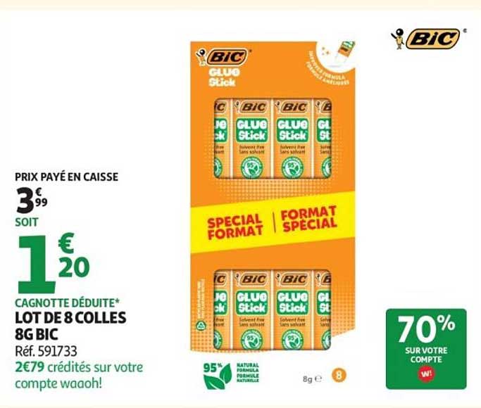 LOT DE 8 COLLES 8G BIC