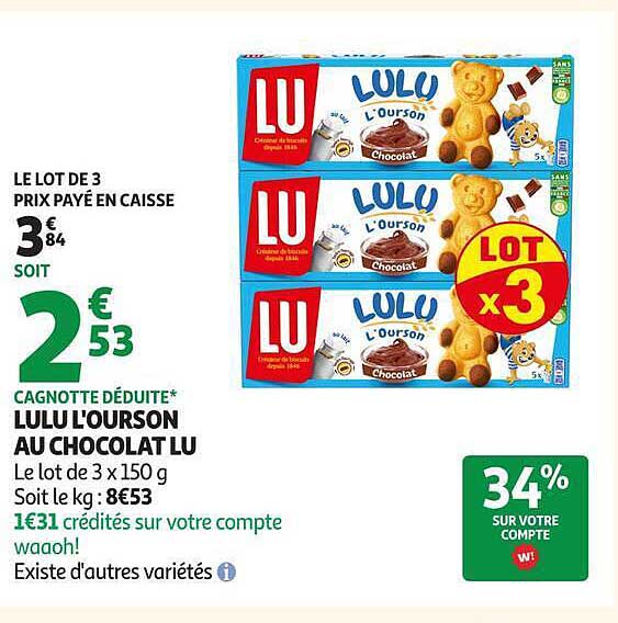 LULU L'OURSON AU CHOCOLAT LU