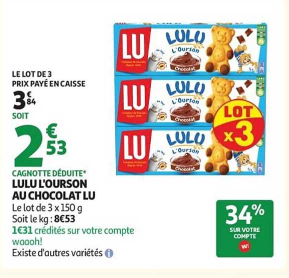 LULU L’OURSON AU CHOCOLAT LU