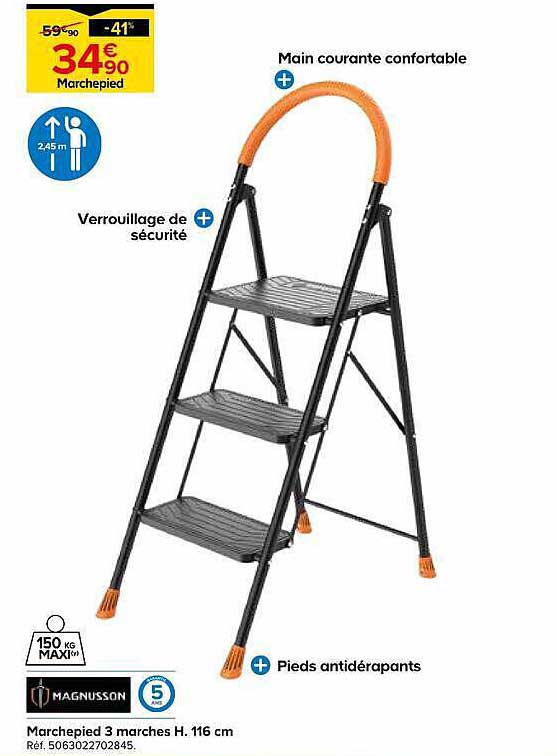 Marchepied 3 marches H. 116 cm