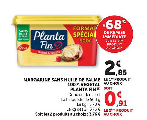 MARGARINE SANS HUILE DE PALME 100% VEGETAL PLANTA FIN (3)