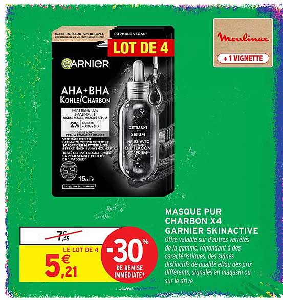 MASQUE PUR CHARBON X4 GARNIER SKINACTIVE