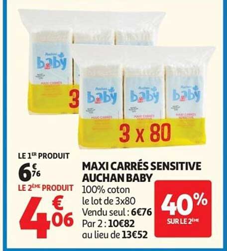 MAXI CARRÉS SENSITIVE AUCHAN BABY