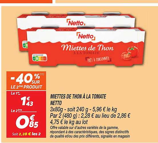 Miettes de thon à la tomate Netto