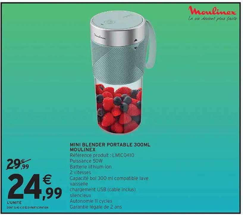 MINI BLENDER PORTABLE 300ML MOULINEX