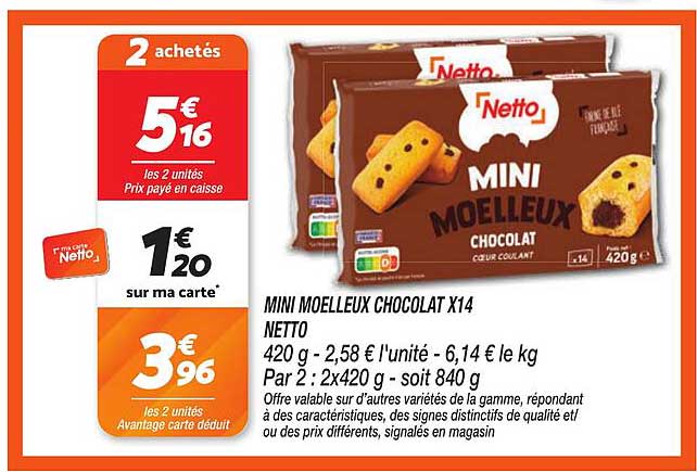 MINI MOELLEUX CHOCOLAT X14 NETTO