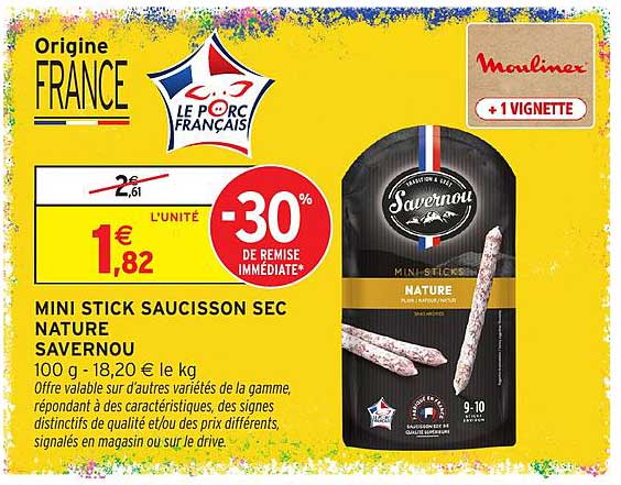 MINI STICK SAUCISSON SEC NATURE SAVERNEU