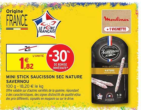 MINI STICK SAUCISSON SEC NATURE SAVERNOU