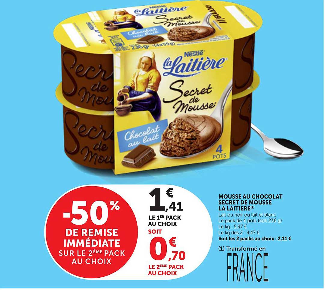 Mousse au chocolat Secret de Mousse La Laitière