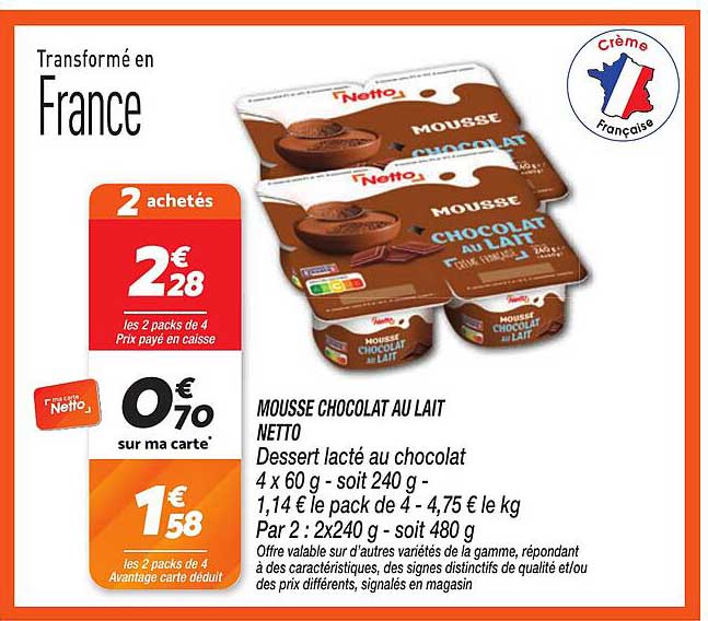 MOUSSE CHOCOLAT AU LAIT NETTO
