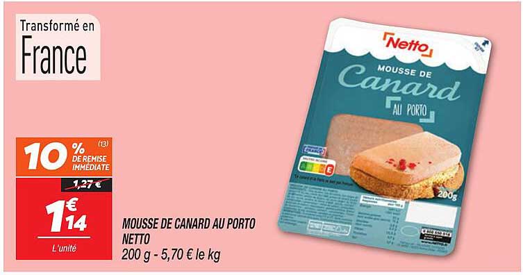 MOUSSE DE CANARD AU PORTO NETTO 200 g - 5,70 € le kg