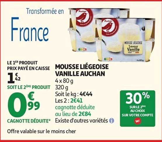MOUSSE LIÉGEOISE VANILLE AUCHAN