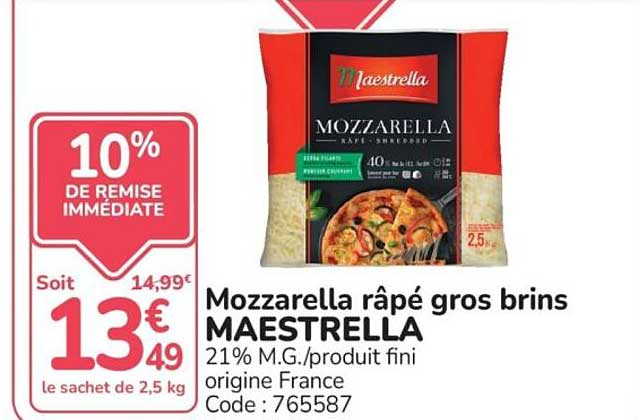 Mozzarella râpé gros brins MAESTRELLA