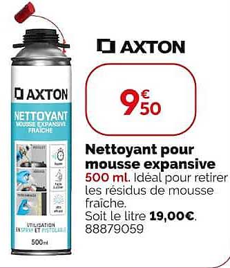 Nettoyant pour mousse expansive 500 ml. Idéal pour retirer les résidus de mousse fraîche.