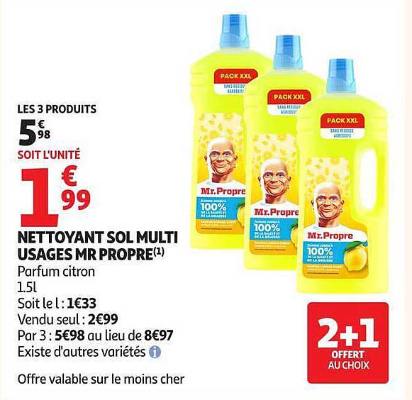 NETTOYANT SOL MULTI USAGES MR PROPRE(1) Parfum citron 1.5L