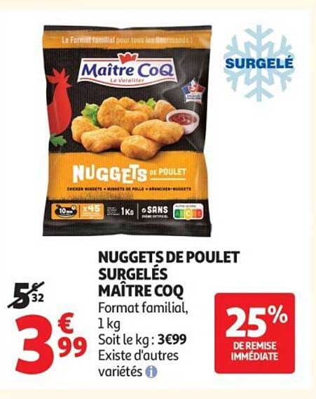 NUGGETS DE POULET SURGELÉS MAÎTRE COQ