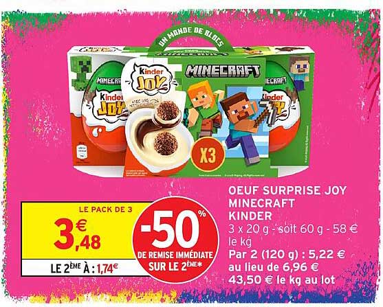 OEUF SURPRISE JOY MINECRAFT KINDER
