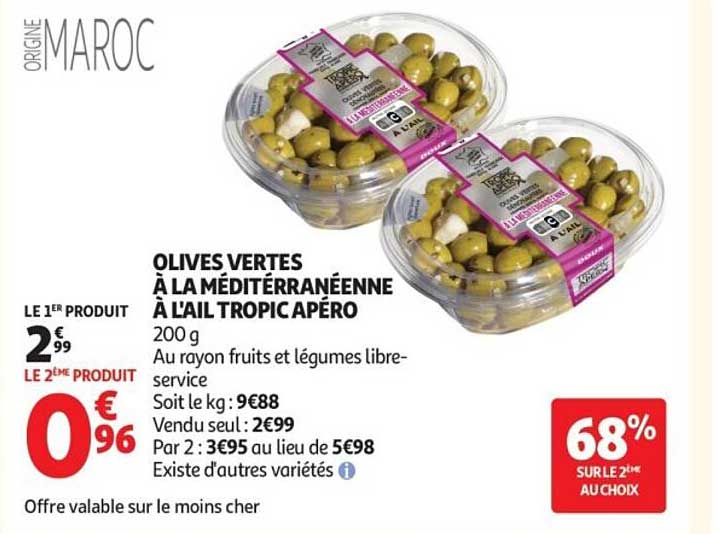 OLIVES VERTES À LA MÉDITERRANÉENNE À L'AIL TROPIC APÉRO