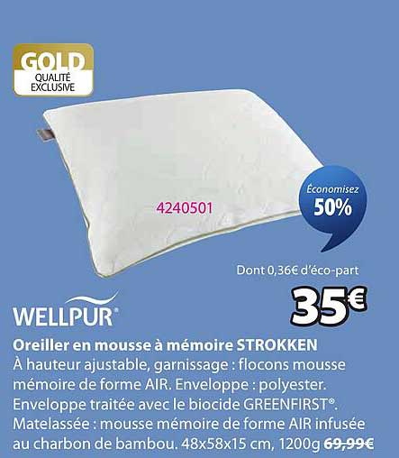 Oreiller en mousse à mémoire STROKKEN