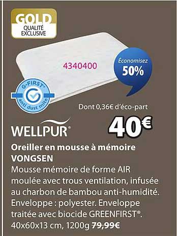 Oreiller en mousse à mémoire VONGSEN