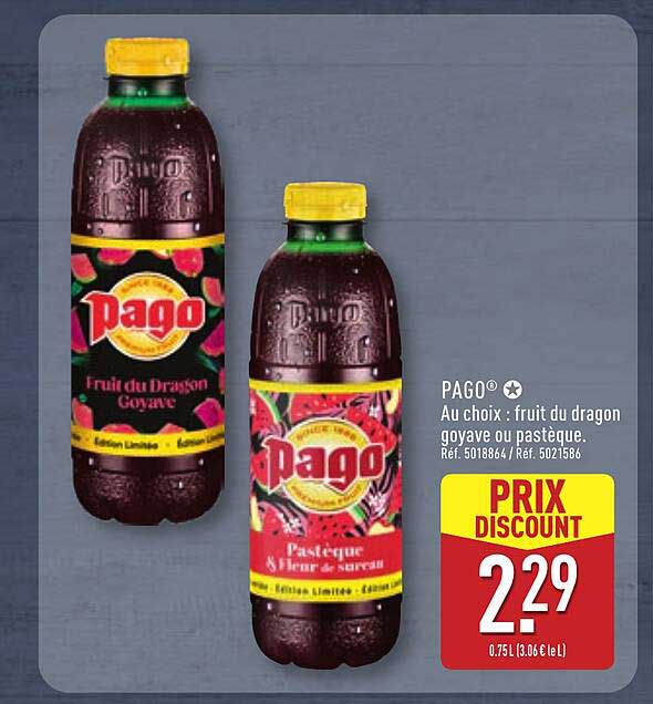 PAGO® Au choix : fruit du dragon goyave ou pastèque.