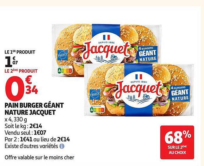 PAIN BURGER GÉANT NATURE JACQUET