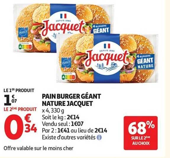 PAIN BURGER GÉANT NATURE JACQUET