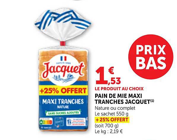 PAIN DE MIE MAXI TRANCHES JACQUET