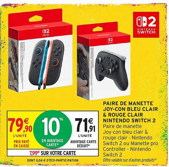 PAIRE DE MANETTE JOY-CON BLEU CLAIR & ROUGE CLAIR NINTENDO SWITCH 2