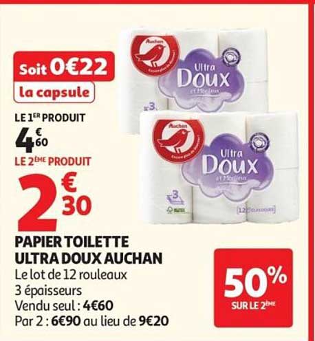 PAPIER TOILETTE ULTRA DOUX AUCHAN