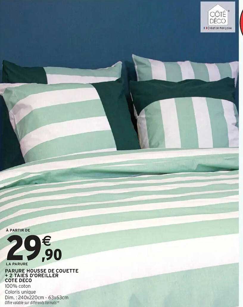 PARURE HOUSSE DE COUETTE + 2 TAIES D'OREILLER COTE DECO