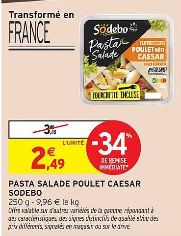 PASTA SALADE POULET CAESAR SODEBO