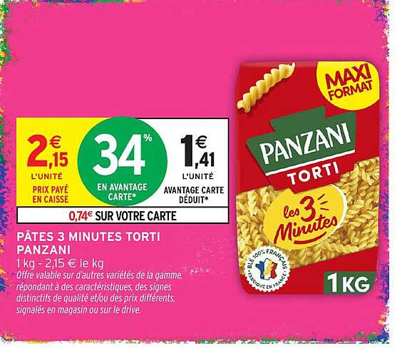 PÂTES 3 MINUTES TORTI PANZANI