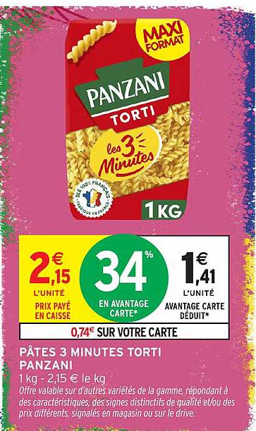 PÂTES 3 MINUTES TORTI PANZANI