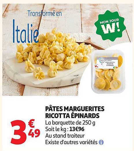 PÂTES MARGUERITES RICOTTA ÉPINARDS