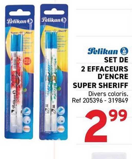 Pelikan – Set de 2 effaceurs d'encre Super Sheriff