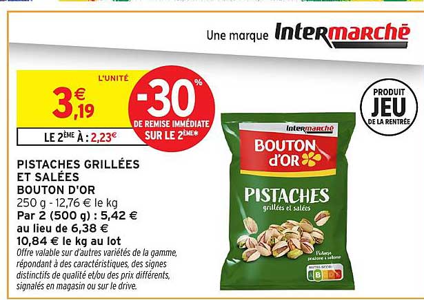 PISTACHES GRILLÉES ET SALÉES BOUTON D'OR