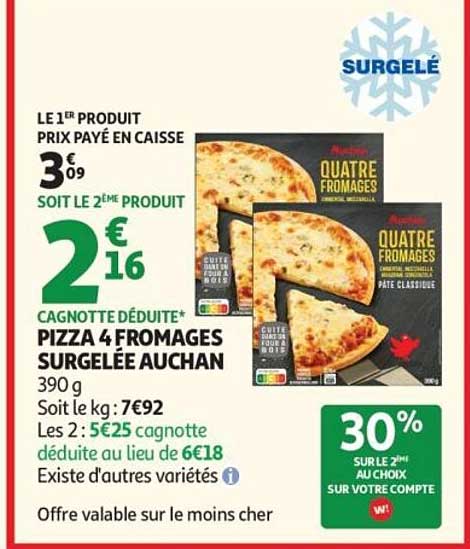 PIZZA 4 FROMAGES SURGELÉE AUCHAN